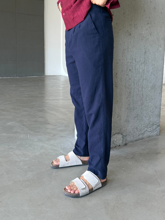 Lacivert Ham Keten Pantalon SNZ N1351
