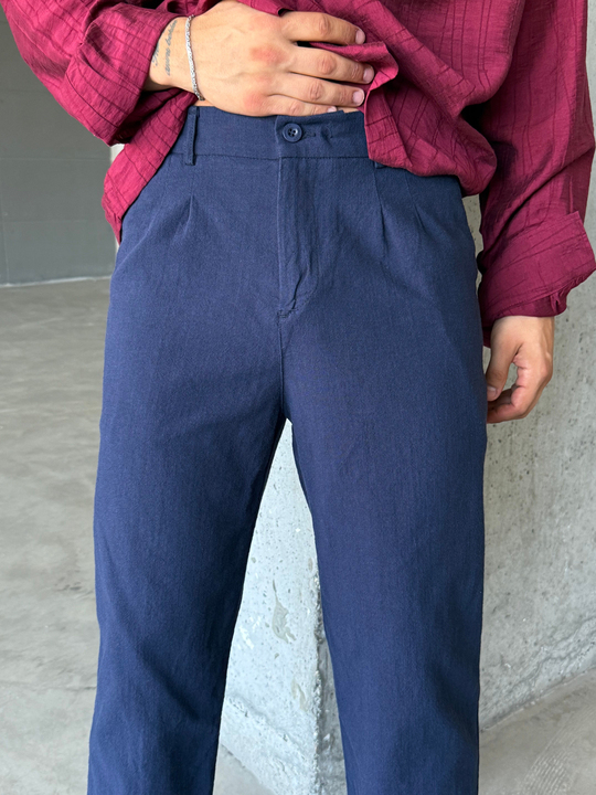Lacivert Ham Keten Pantalon SNZ N1351
