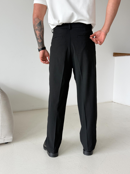 Siyah Baggy Bezayağı Kumaş Pantalon SNZ N1135