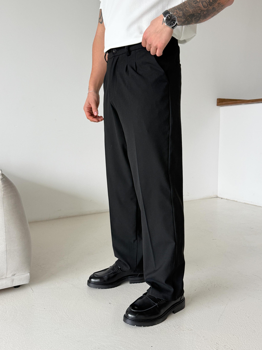 Siyah Baggy Bezayağı Kumaş Pantalon SNZ N1135
