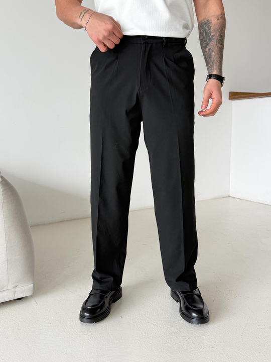 Siyah Baggy Bezayağı Kumaş Pantalon SNZ N1135