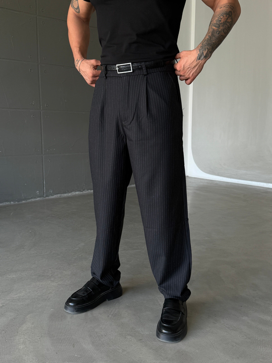 Siyah Çizgili Baggy Pantalon PLZ 26407