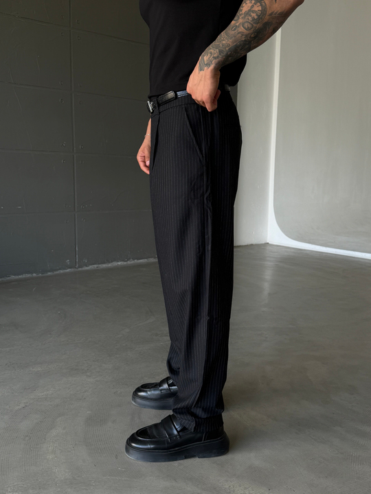 Siyah Çizgili Baggy Pantalon PLZ 26407