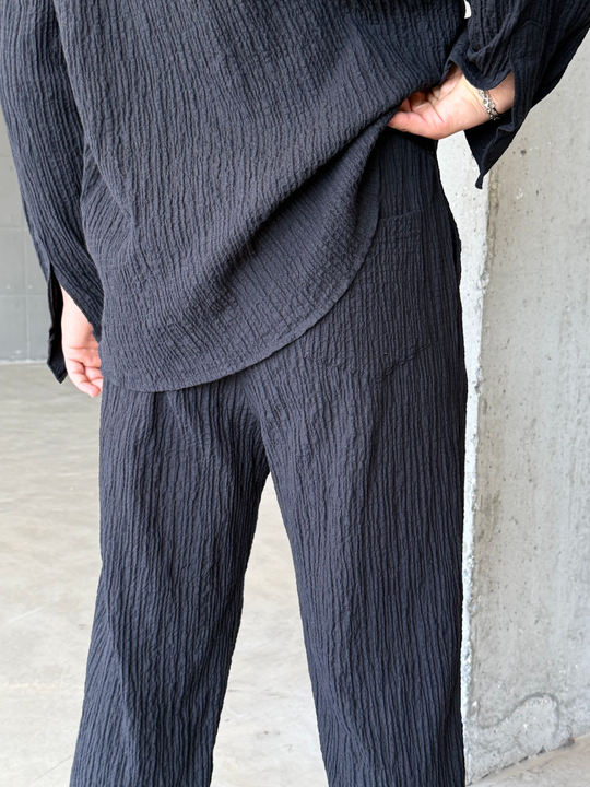 Siyah Gofre Pamuk Pantalon SNZ 1349