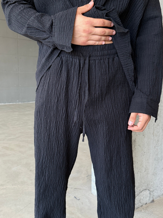 Siyah Gofre Pamuk Pantalon SNZ 1349