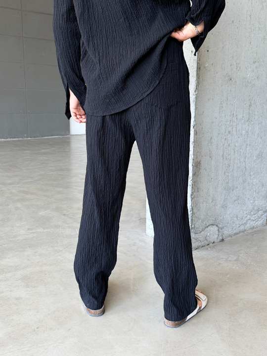 Siyah Gofre Pamuk Pantalon SNZ 1349
