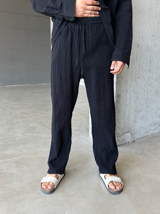 Siyah Gofre Pamuk Pantalon SNZ 1349