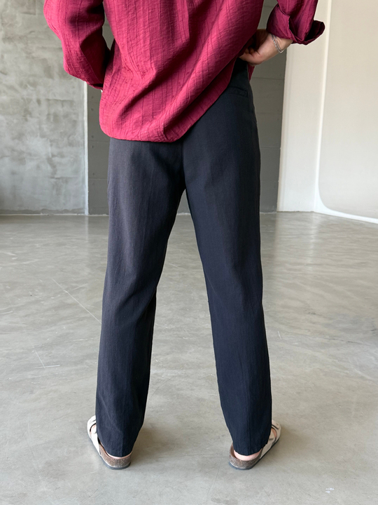 Siyah Ham Keten Pantalon SNZ N1351