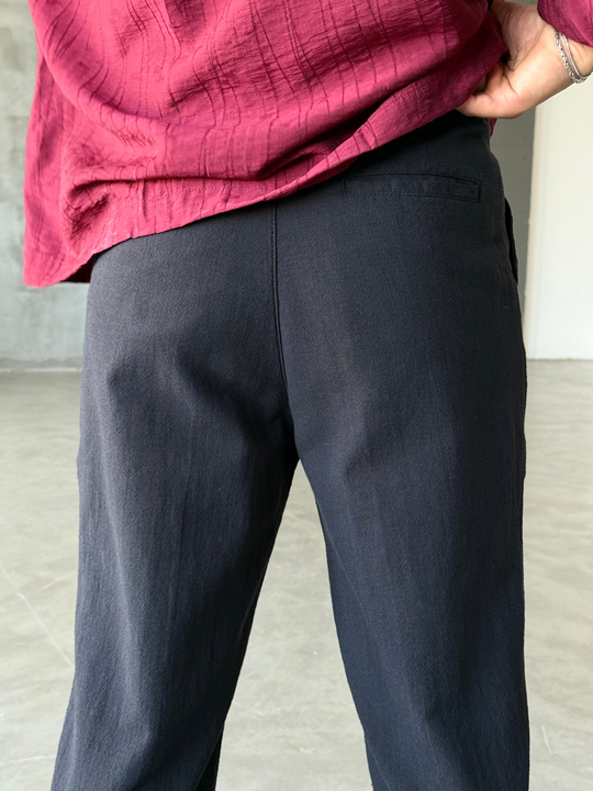 Siyah Ham Keten Pantalon SNZ N1351