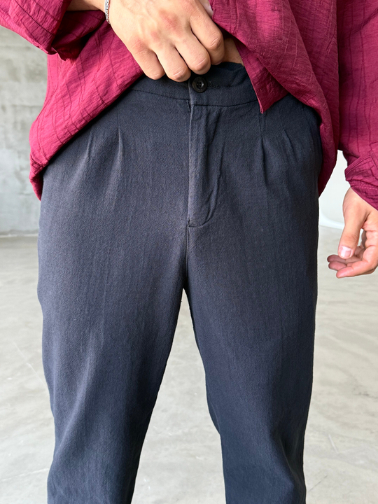 Siyah Ham Keten Pantalon SNZ N1351