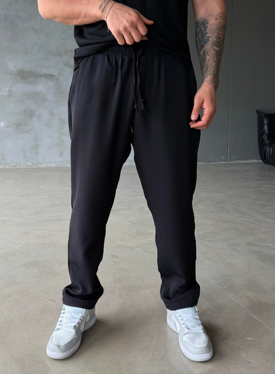 Siyah Jakar Bağcıklı Bol Pantalon JJ 319