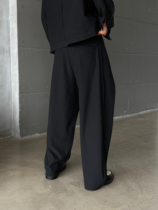 Siyah Kore Kalıp Çizgili Bol Pantalon SNZ 1445