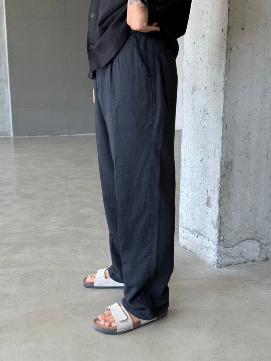 Siyah Yumuşak Doku Keten Pantalon SNZ 1421
