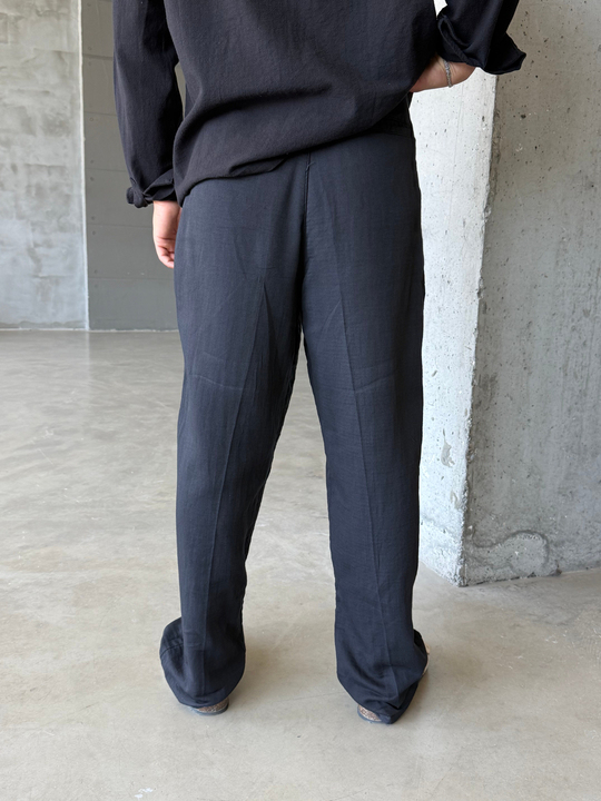 Siyah Yumuşak Doku Keten Pantalon SNZ 1421