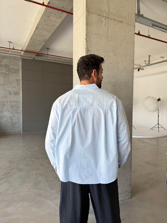 Açık Mavi Poplin Boxy Pamuk PNC 2547
