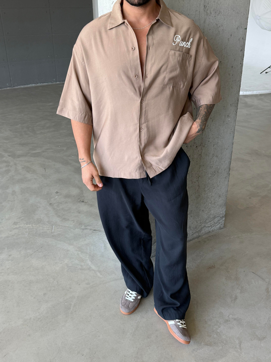 Bej Dreamer Nakış Süzene Pamuk Gömlek PNC 2492