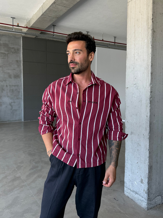 Bordo Emestudio Pamuk Gömlek SNZ 1523