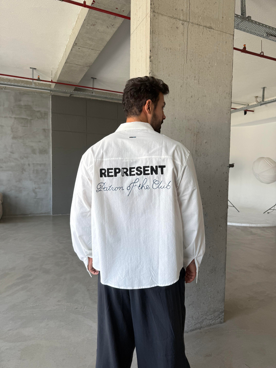 Ekru Represent Nakış Boxy Gömlek PNC 2551