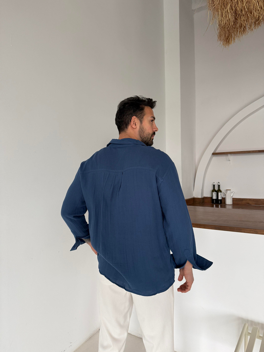 İndigo Müslin Keten Gömlek SNZ N1006