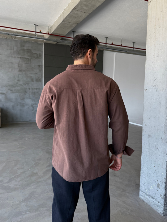 Kahve Ham Keten Gömlek SNZ 1330