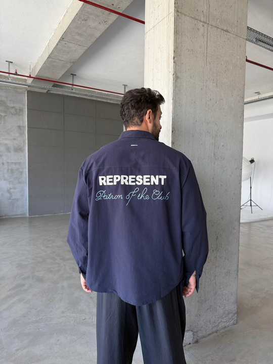 Lacivert Represent Nakış Boxy Gömlek PNC 2551