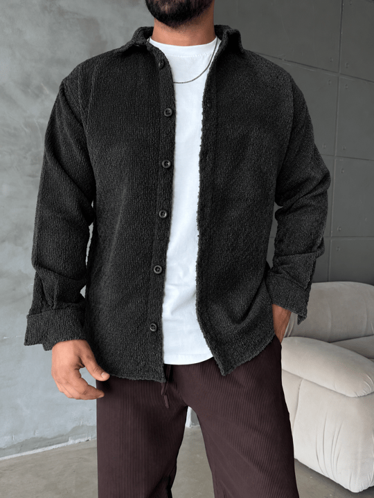 Siyah Kadife bol gömlek TB