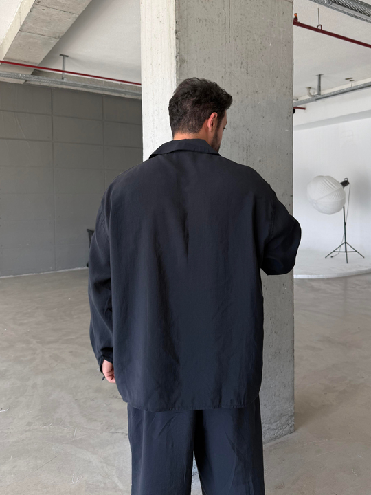 Siyah Modal Uzun Kol Gömlek PNC 3229