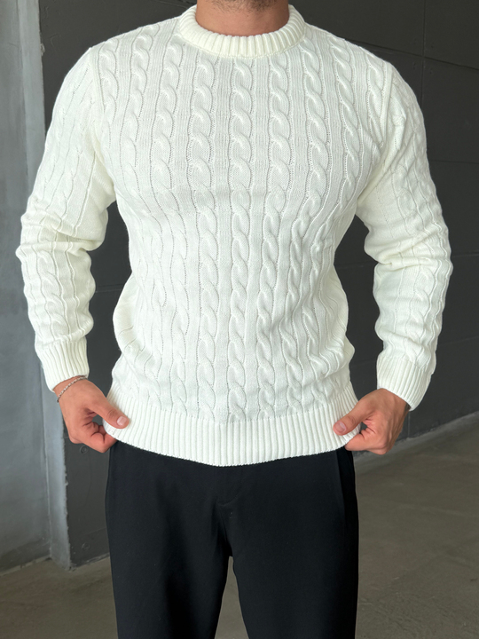 Ekru Örgü Desen Kazak TB