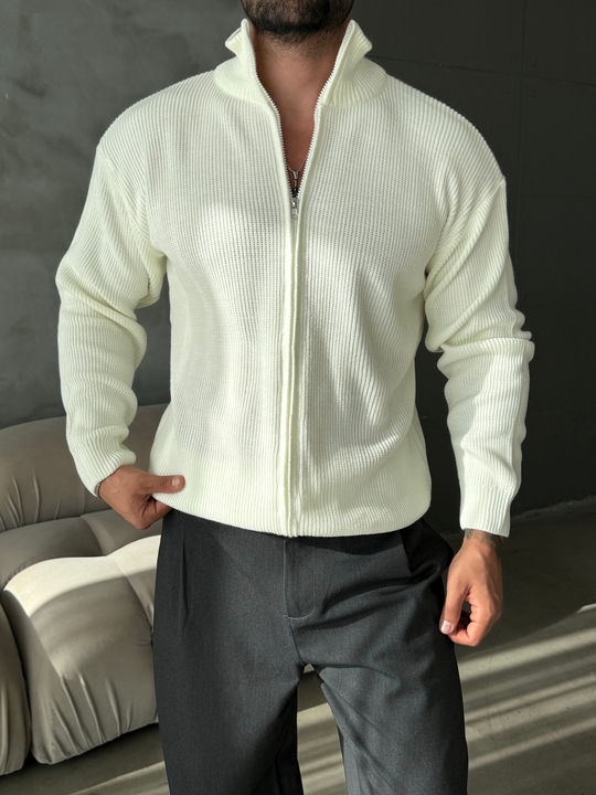 Ekru Triko Tam Zip TB