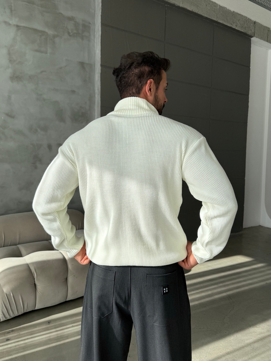 Ekru Triko Tam Zip TB