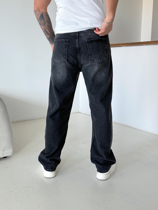 Antrasit Taşlı Baggy Kot Pantalon 645 DP