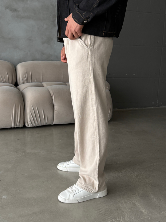 Bej Yumuşak Pamuk Kot Pantalon 7085 RTR