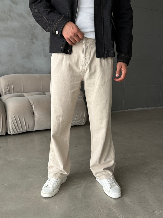 Bej Yumuşak Pamuk Kot Pantalon 7085 RTR
