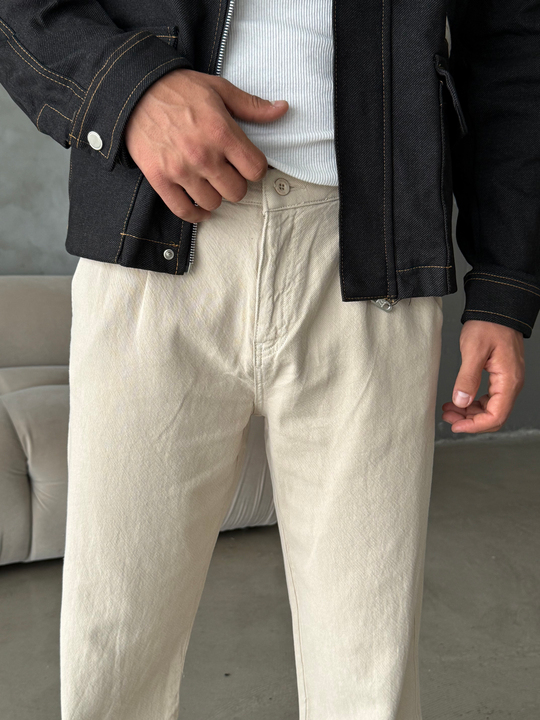 Bej Yumuşak Pamuk Kot Pantalon 7085 RTR