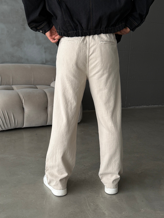 Bej Yumuşak Pamuk Kot Pantalon 7085 RTR