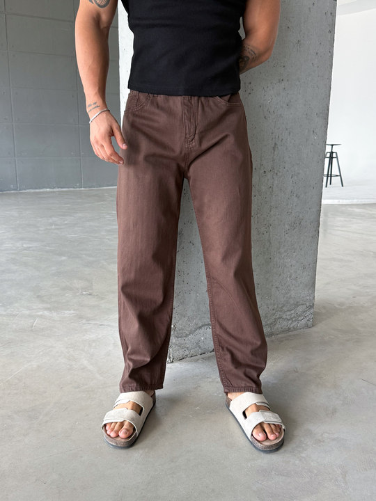 Kahve Baggy Kot Pantalon SNZ 005