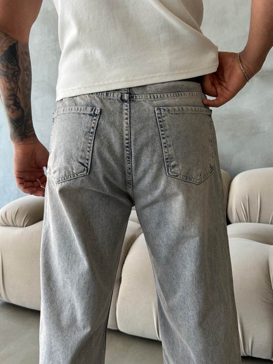 Kahve Taşlamalı Baggy Kot Pantalon MOB