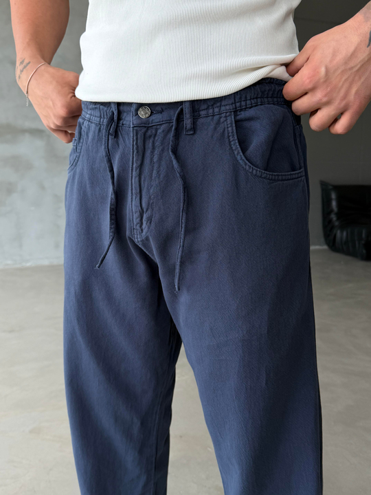 Lacivert Bağcıklı Yazlık Kot Pantalon RSP 21076