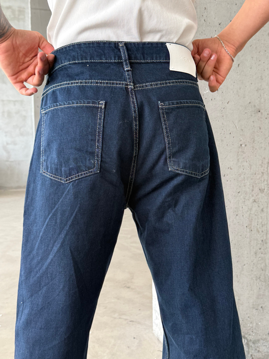 Lacivert Baggy Kot Pantalon MB