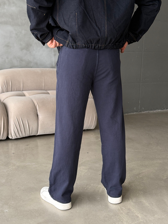 Lacivert Yumuşak Pamuk Kot Pantalon 7085 RTR