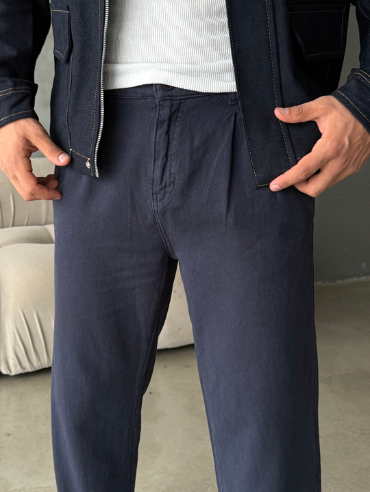 Lacivert Yumuşak Pamuk Kot Pantalon 7085 RTR