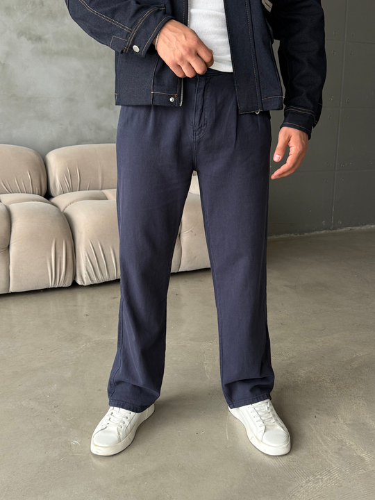 Lacivert Yumuşak Pamuk Kot Pantalon 7085 RTR