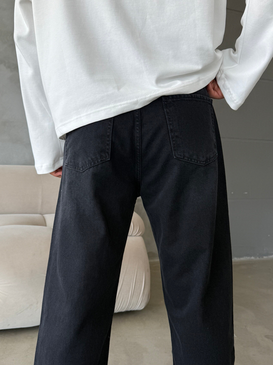 Siyah Taşlamalı Baggy Kot Pantalon MOB