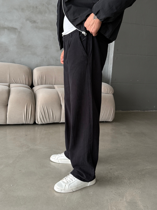 Siyah Yumuşak Pamuk Kot Pantalon 7085 RTR
