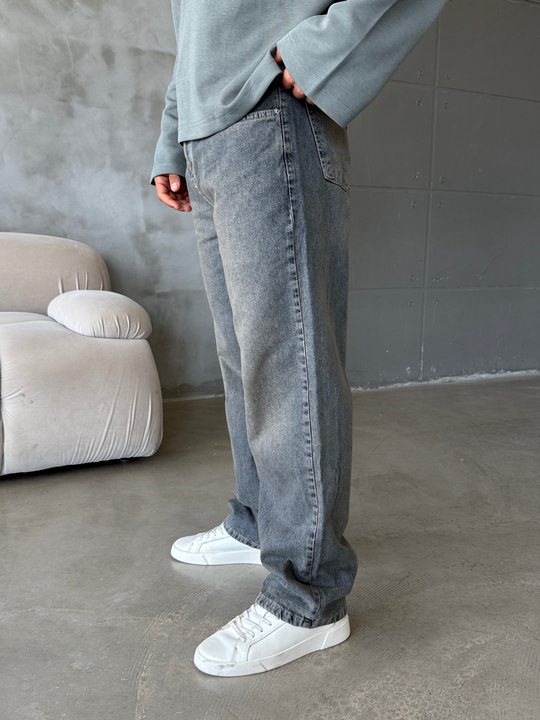 Yeşil Taşlamalı Baggy Kot Pantalon MOB