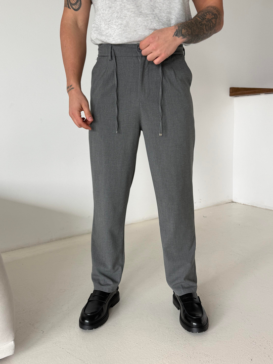 Antrasit Lastikli Bağcıklı Pamuk Bezayağı Regular Fit Kumaş Pant snz 1265