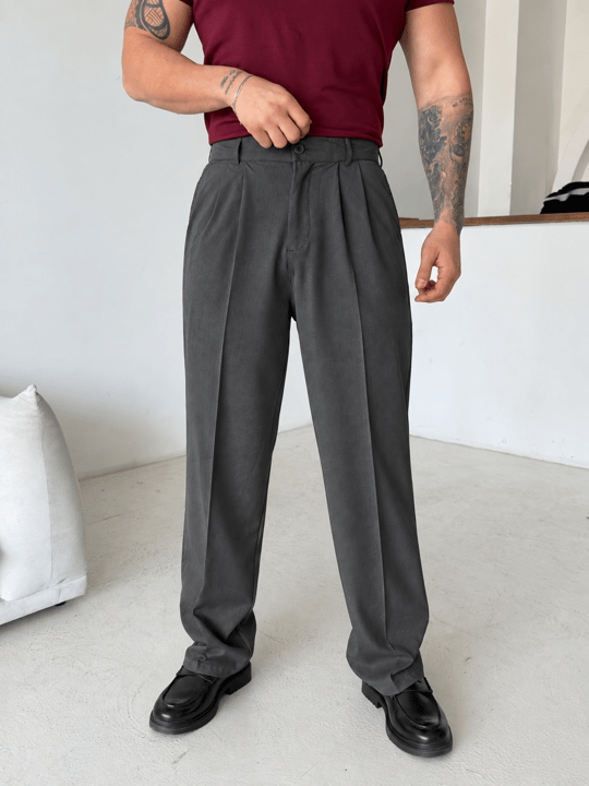 Füme Baggy Bezayağı Kumaş Pantalon SNZ N1135