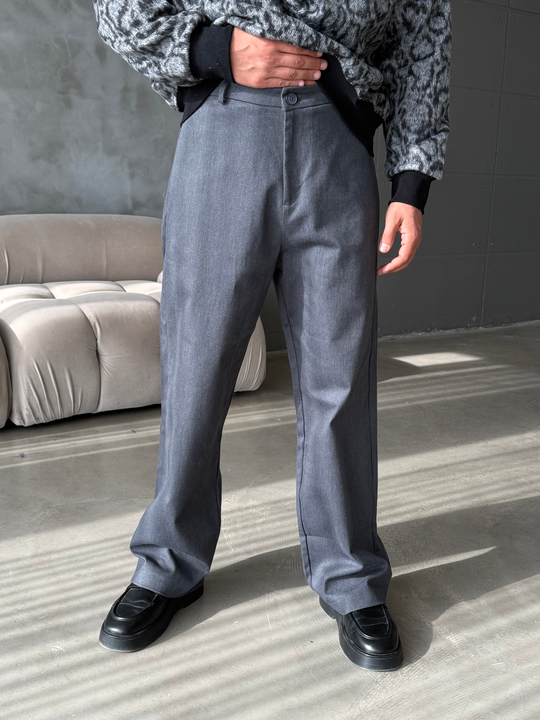 Füme Kalın Tok Kumaş Kore Kalıp Pantalon 5603 KN