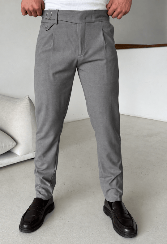 Gri Tokalı Regular Fit Kumaş Pantalon SC