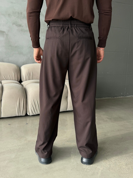 Kahve Çift Pensli Ekstra Baggy Pantalon PLZ 27304